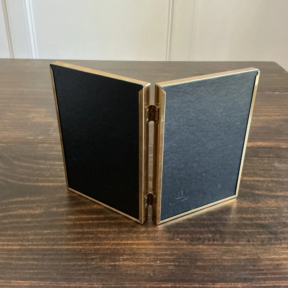 Burnes of Boston Gold Metal Double Folding‎ 5x7 Picture Frame Hinged Tabletop